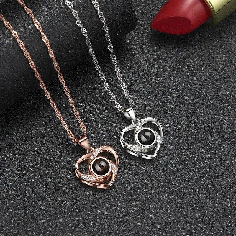 Heart Shape Photo Projection Necklace - Arabic Name Jewellery