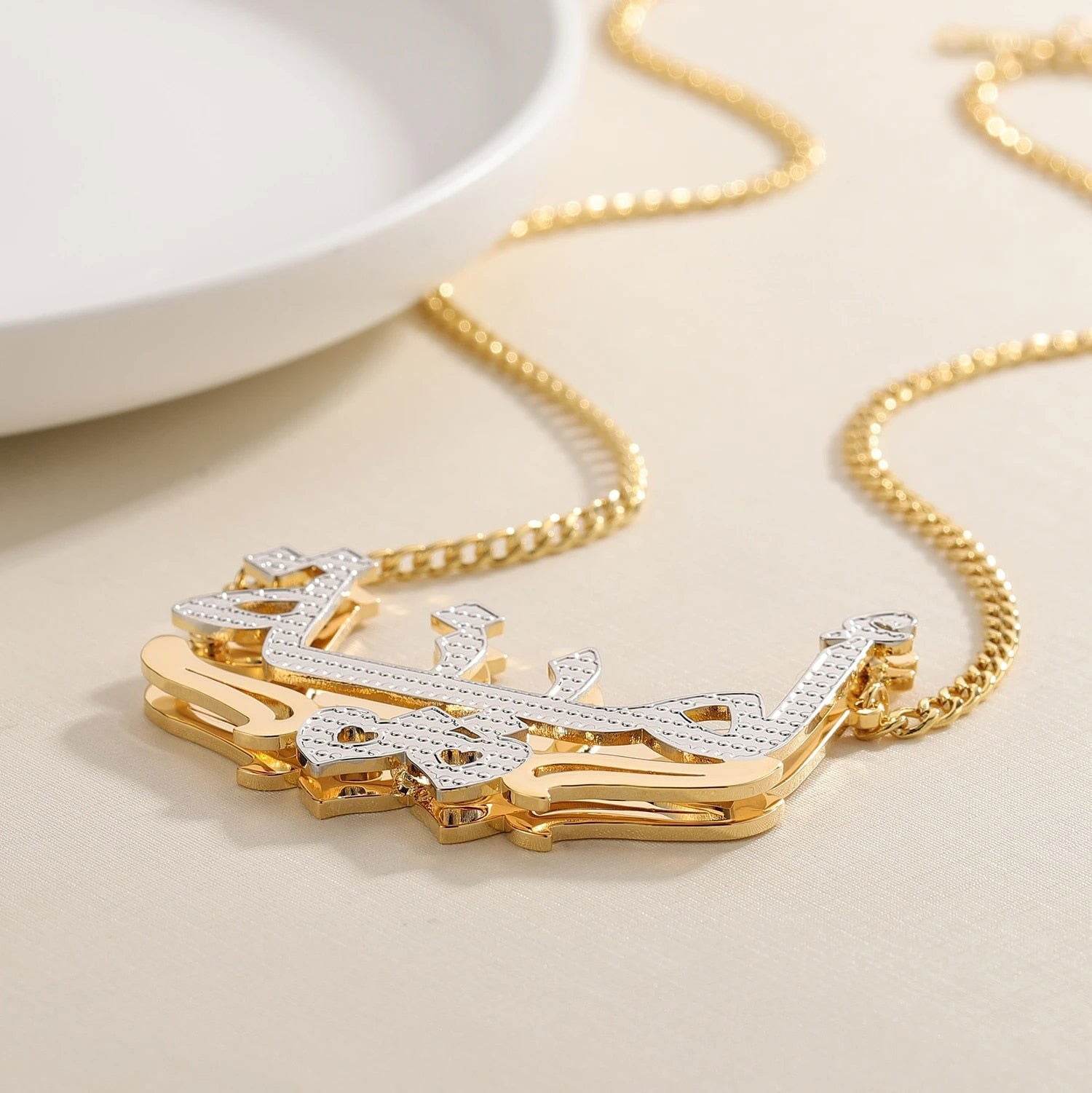 Personalized Double Layer Arabic Name Necklace - Arabic Name Jewellery