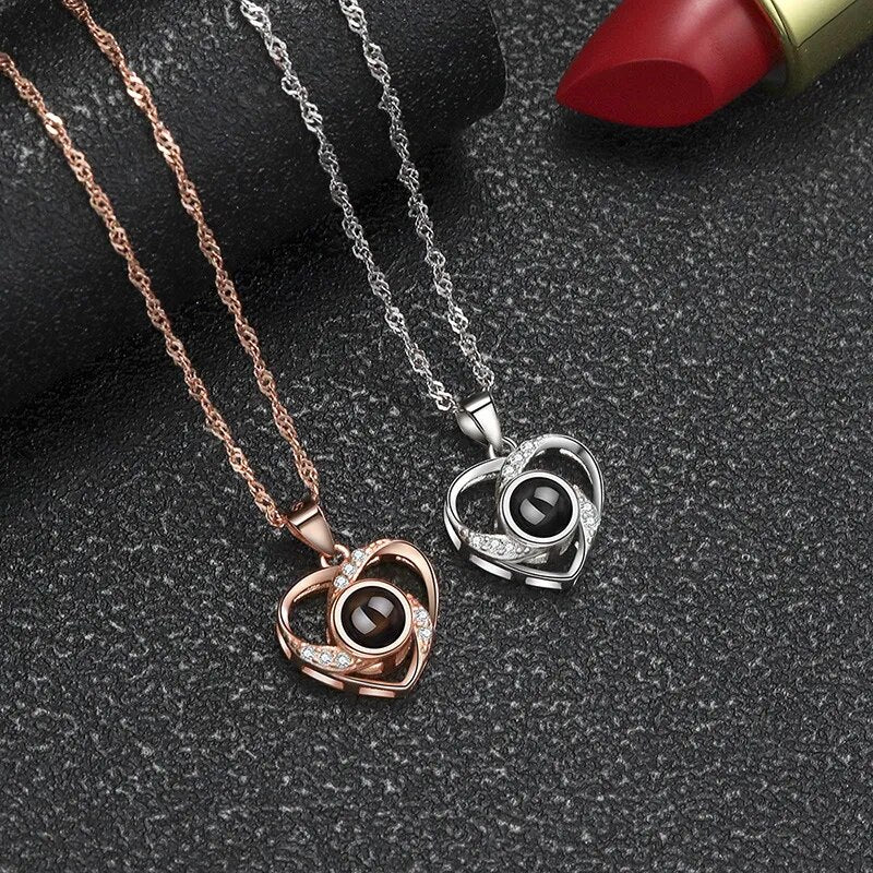 Buy a266XDKSJK Custom Photo Projection Necklace Personalized I Love You  Necklace 100 Languages for Girlfriend Memory Pendant Necklace for Women  (Rose Gold Black and White 16) at Amazon.in